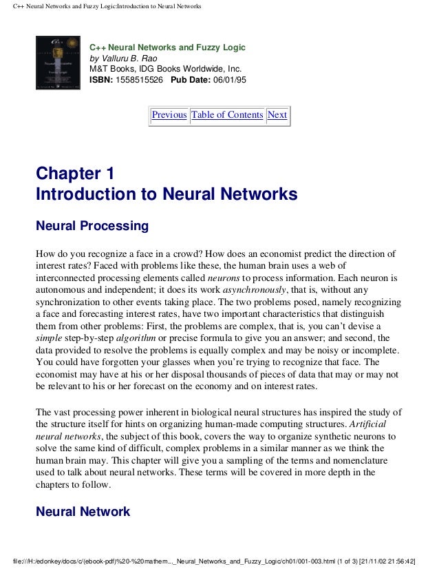 Neural Networks And Fuzzy Logic Pdf